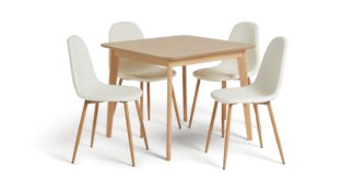 An Image of Habitat Skandi Wood Dining Table and 4 Beni White Chairs