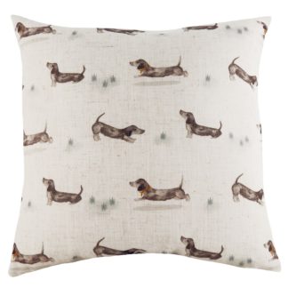 An Image of Sausage Dog Repeat Cushion - Natural