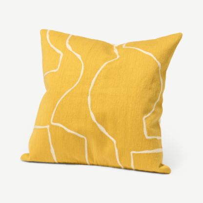 An Image of Nuwan Embroidered Cushion, 50 x 50 cm, Soft Yellow