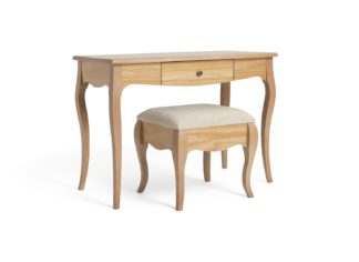 An Image of Habitat Margot 1 Drawer Dressing Table & Stool - Oak