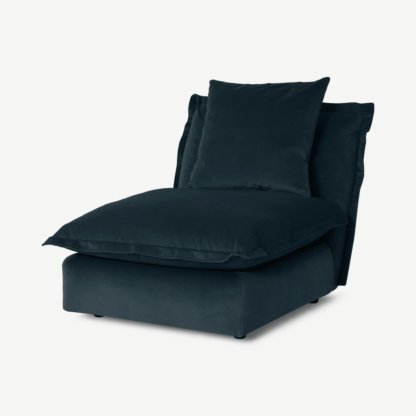 An Image of Fernsby Armless Modular Chair, Navy Blue Recycled Velvet