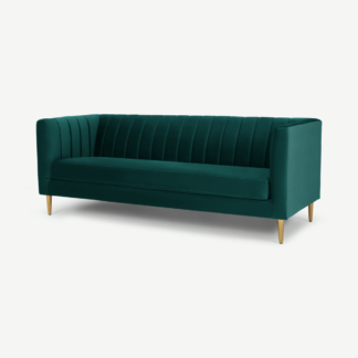 An Image of Amicie 3 Seater Sofa, Seafoam Blue velvet