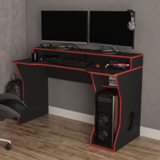 An Image of Enzo Black and Red Wooden Gaming Desk