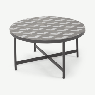 An Image of Indra Garden Coffee Table, Grey and White Marble
