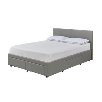 An Image of Habitat Lavendon 4 Drawer Double Bed Frame - Grey