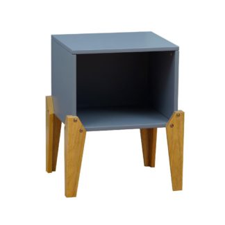An Image of Solar Joybox Grey and Oak Wooden Bedside Table