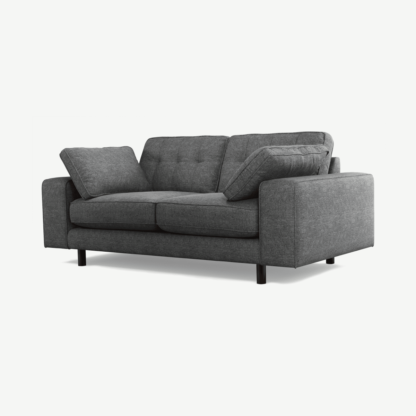 An Image of Content by Terence Conran Tobias, 2 Seater Sofa, Textured Weave Slate, Dark Wood Leg