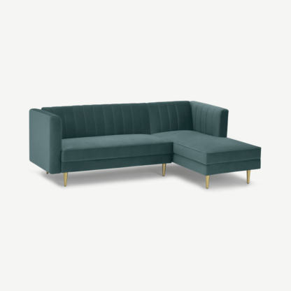 An Image of Amicie Right Hand Facing Chaise End Click Clack Sofa Bed, Marine Green Velvet