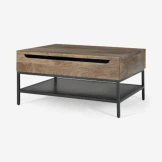 An Image of Lomond Lift Top Coffee Table with Storage, Mango Wood and Black