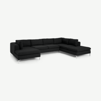 An Image of Monterosso Right Hand Facing Corner Sofa, Midnight Black Weave