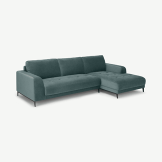 An Image of Luciano Right Hand Facing Chaise End Corner Sofa, Marine Green Velvet