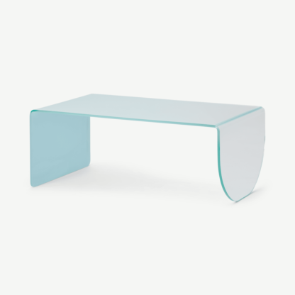 An Image of Hesta Coffee Table, Hazy Blue Ombre Glass