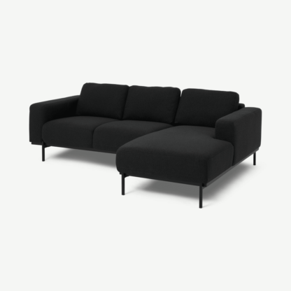 An Image of Jarrod Right Hand Facing Chaise End Corner Sofa, Midnight Black Weave
