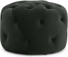 An Image of Hampton Round Pouffe, Small, Mourne Grey Velvet