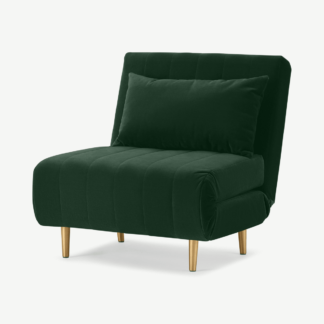 An Image of Bessie Single Sofa Bed, Moss Green Velvet
