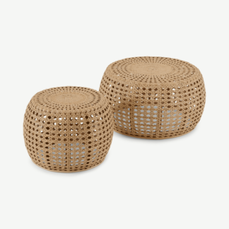 An Image of Omaha Nesting Coffee Tables, Natural Rattan