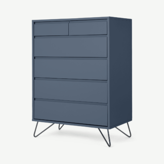 An Image of Elona Tall Multi Chest of Drawers, Slate Blue & Black