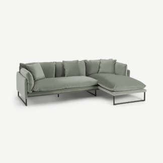 An Image of Malini Right Hand Facing Chaise End Sofa, Sage Green Velvet