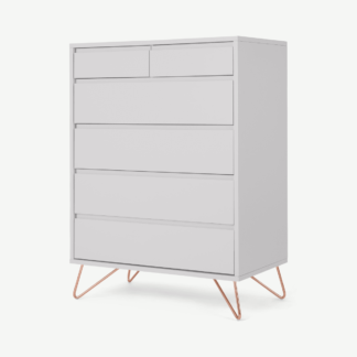 An Image of Elona Tall Multi Chest of Drawers, Light Grey & Copper