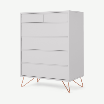 An Image of Elona Tall Multi Chest of Drawers, Light Grey & Copper