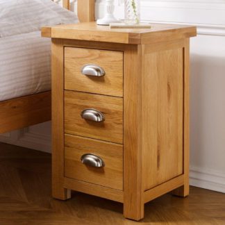 An Image of Woburn Oak Wooden 3 Drawer Large Bedside Table