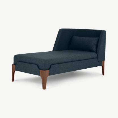 An Image of Roscoe Left Hand Facing Chaise Longue, Aegean Blue with Brown Leg