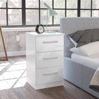 An Image of Lynx 3 Drawer Bedside Table White