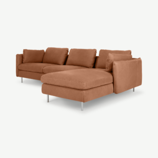 An Image of Vento 3 Seater Right Hand Facing Chaise End Sofa, Texas Tan Leather