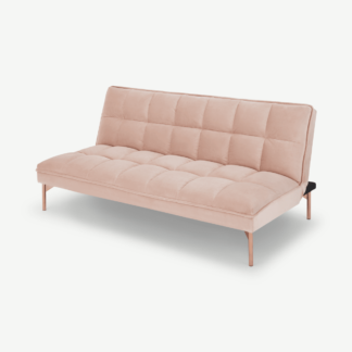 An Image of Hallie Click Clack Sofabed, Pastel Pink Velvet