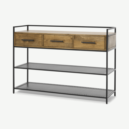 An Image of Garton Hallway Console, Mango Wood & Black Metal