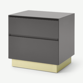 An Image of Elsdon Bedside, Charcoal Grey & Brass