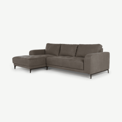 An Image of Luciano Left Hand Facing Corner Sofa, Texas Grey Leather