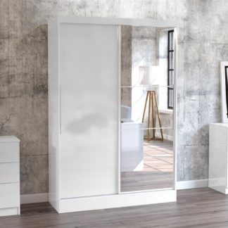 An Image of Lynx 2 Door Sliding Mirrored Wardrobe White