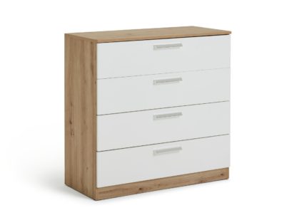 An Image of Habitat Munich 4 Drawer Chest - White & Oak