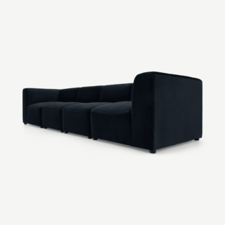 An Image of Juno 4 Seater Modular Sofa, Twilight Blue Velvet