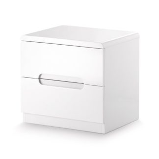 An Image of Manhattan Gloss White 2 Drawer Bedside Table