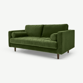 An Image of Scott Large 2 Seater Sofa, Grass Cotton Velvet