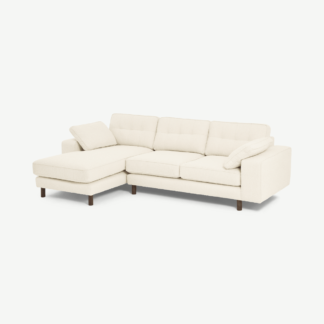 An Image of Content by Terence Conran Tobias Left Hand Facing Chaise End Sofa, Ivory White Boucle with Dark Wood Leg