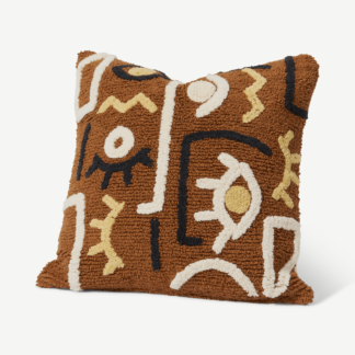 An Image of Azizi 100% Cotton Cushion, 50 x 50 cm, Terracotta