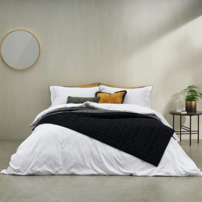 fb99fb586231be836f1be6a60ad2cdc711ffaffa119ef15e3ece9b7ca5e72048-1.jpg An Image of Hylia Washed Cotton Satin Duvet Cover + 2 Pillowcases, King, White