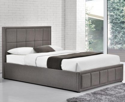An Image of Hannover Grey Fabric Bed Frame - 5ft King Size