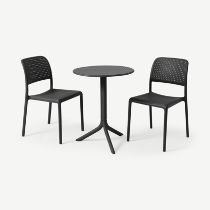 An Image of Nardi 2 Seat Bistro Set, Dark Grey Fibreglass & Resin