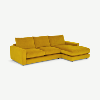 An Image of Arni Right Hand Facing Chaise End Sofa, Mustard Recycled Velvet