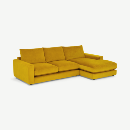 An Image of Arni Right Hand Facing Chaise End Sofa, Mustard Recycled Velvet