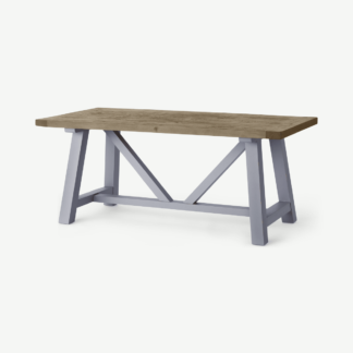 An Image of Iona 8 Seat Large Dining Table, Solid Pine and Pebble Grey