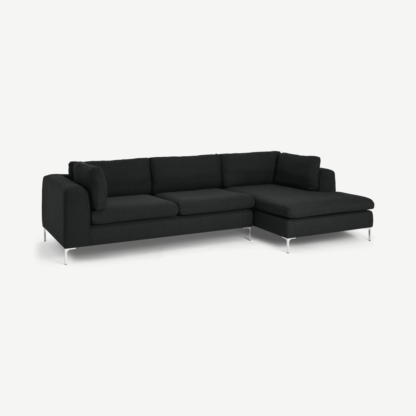 An Image of Monterosso Right Hand Facing Chaise End Sofa, Midnight Black Weave