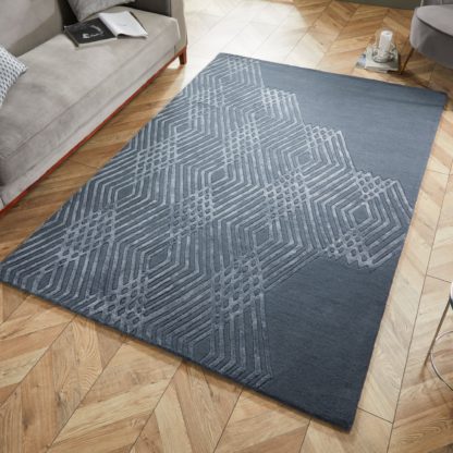 An Image of Diamonds Wool Rug Grey