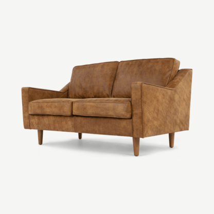 An Image of Dallas 2 Seater Sofa, Outback Tan Premium Leather