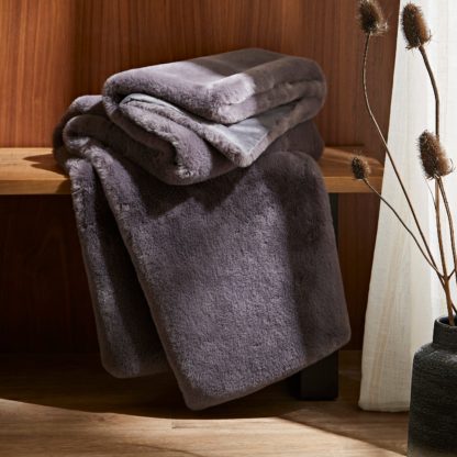 An Image of Silky Soft Faux Fur Recycled Throw Grey