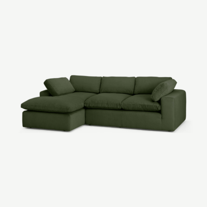 An Image of Samona Left Hand Facing Chaise End Sofa, Sage Corduroy Velvet